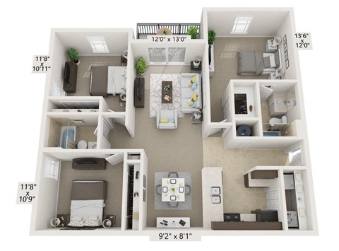 3 bedroom floorplan